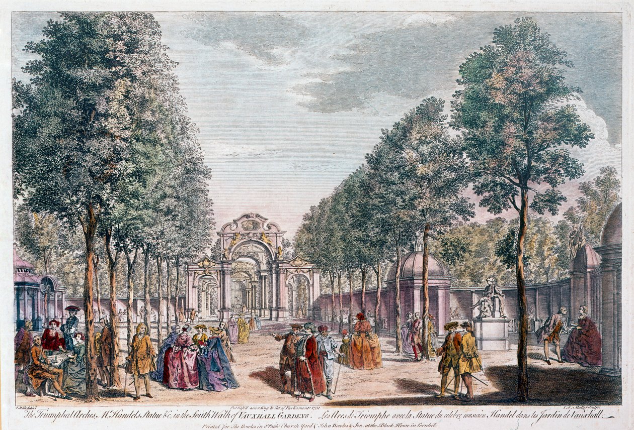 Jardins Vauxhall, gravados por John Miller aka Johann Sebastian Müller de Samuel Wale