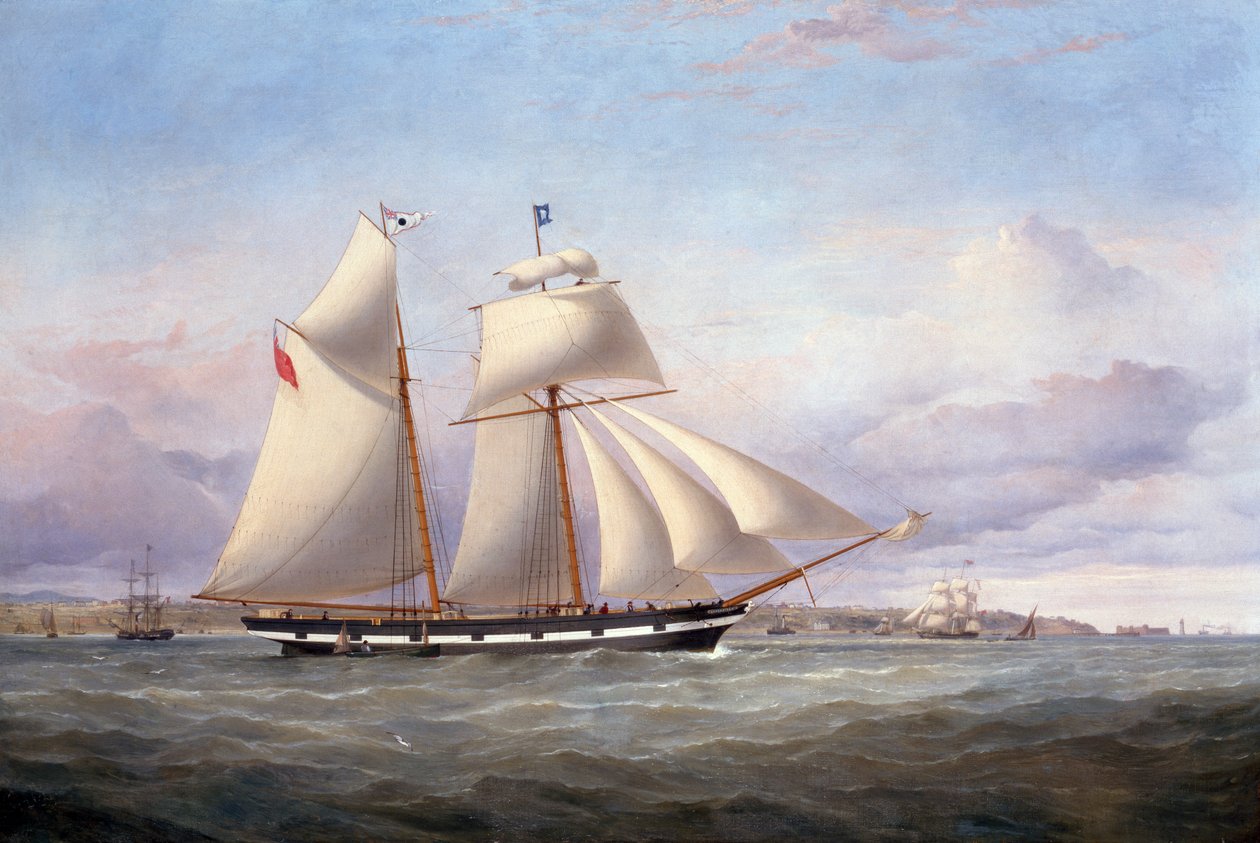 O Lancefield se aproximando de Perch Rock Fort um farol no Mersey de Samuel Walters