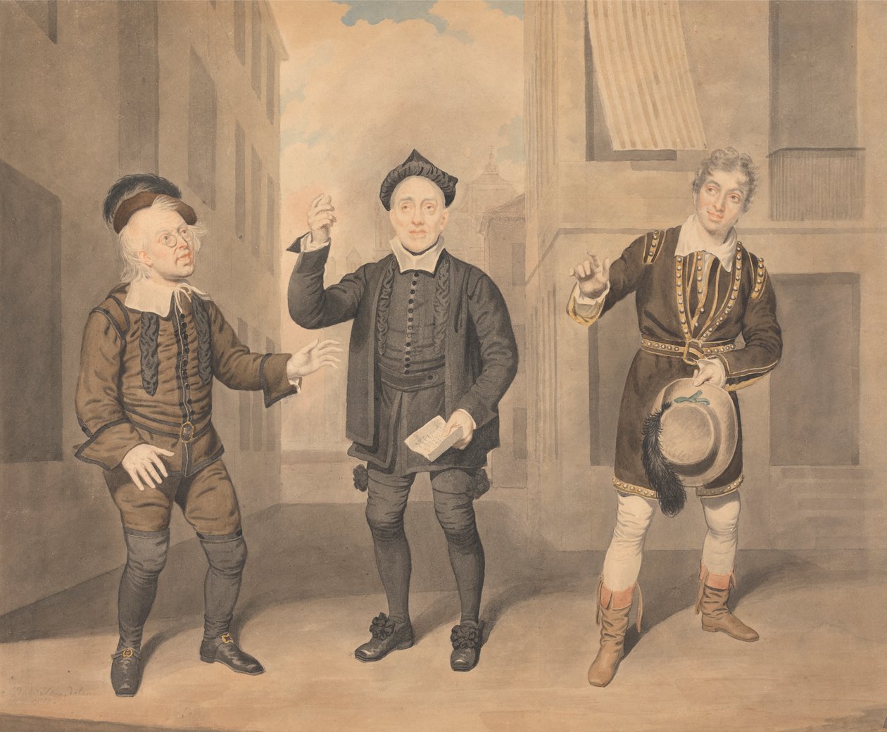Uma Cena de uma Peça de Teatro - Três Actores de Samuel de Wilde