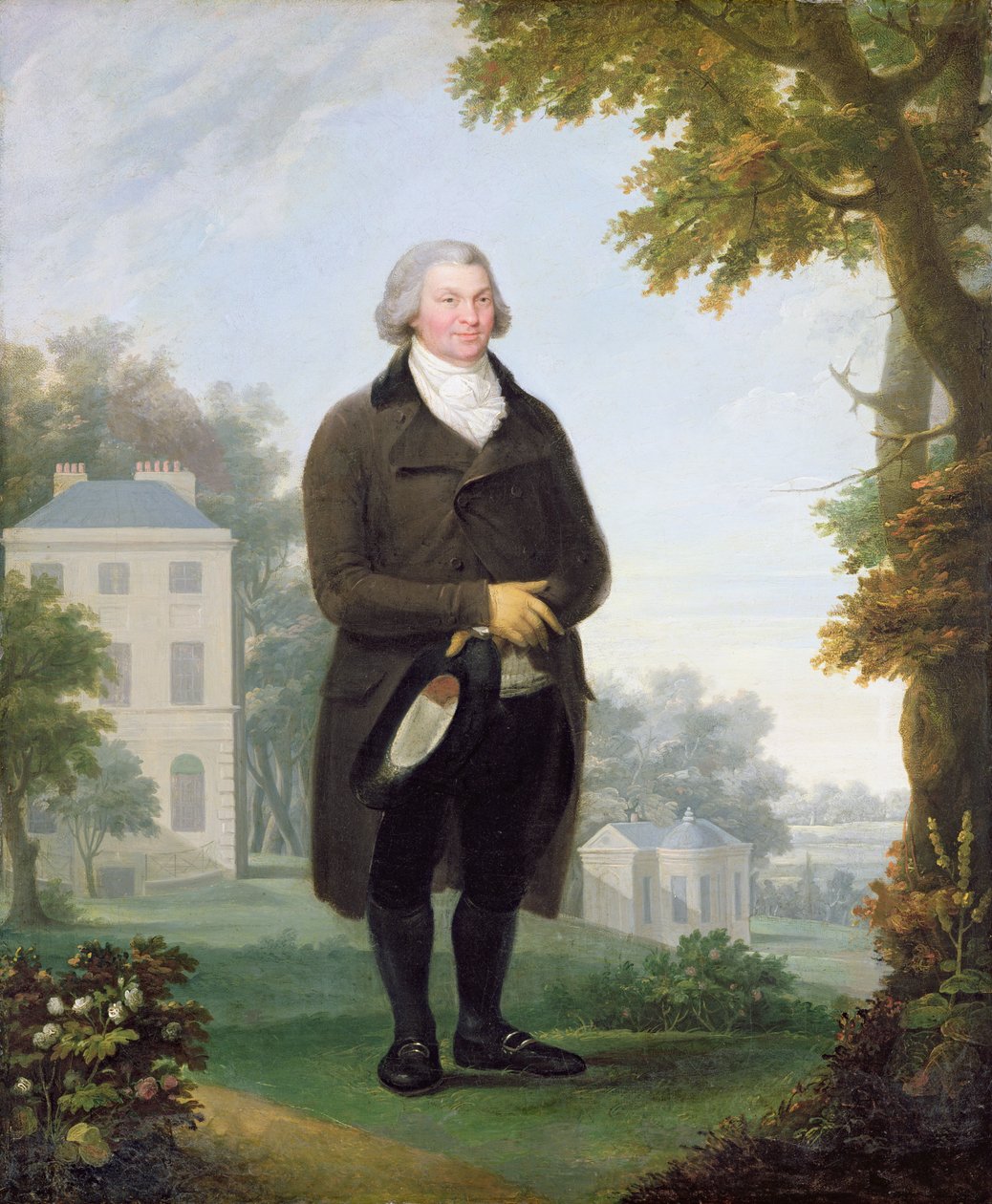 Cavalheiro na propriedade de sua casa, c.1800-10 (óleo sobre tela) de Samuel de Wilde