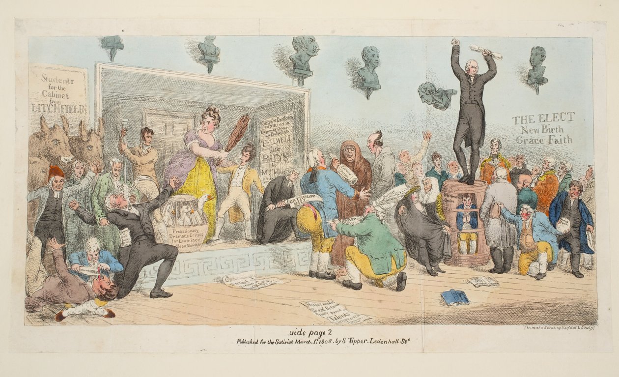 Prato do Satirist, pub. 1 de março de 1808 (gravura colorida à mão de Samuel de Wilde