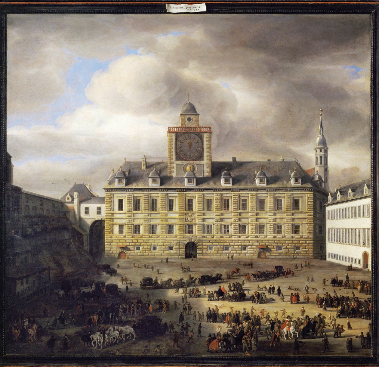 A Burgplatz interior em Viena (pintura sobre madeira de carvalho) de Samuel van Hoogstraten