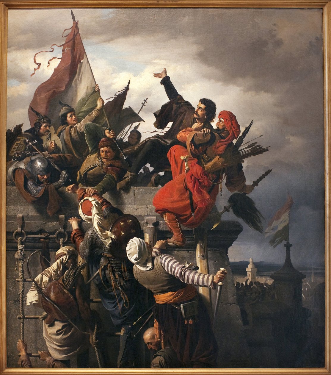 O sacrifício de Titusz Dugovics (? -1456). Heros nacionais húngaros, que foi distinguido durante o cerco de Belgrado pelo Império Otomano. Pintura de Sandor Wagner (1838-1919), Óleo Sobre Tela de Alexander von Wagner