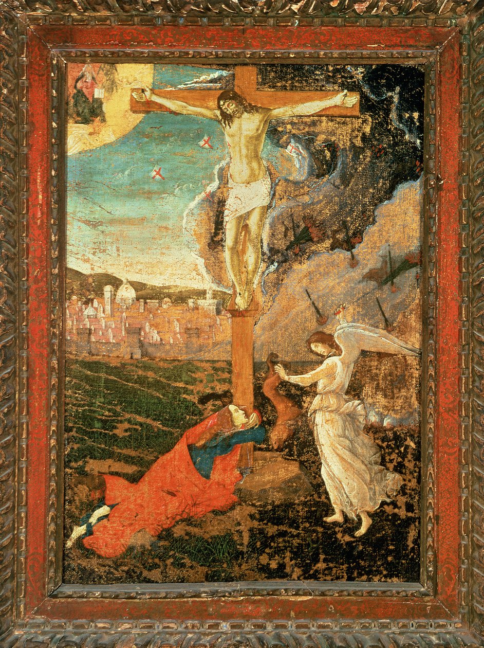 Crucificação Mística, c.1500 (têmpera & óleo sobre tela transferida do painel) de Sandro Botticelli