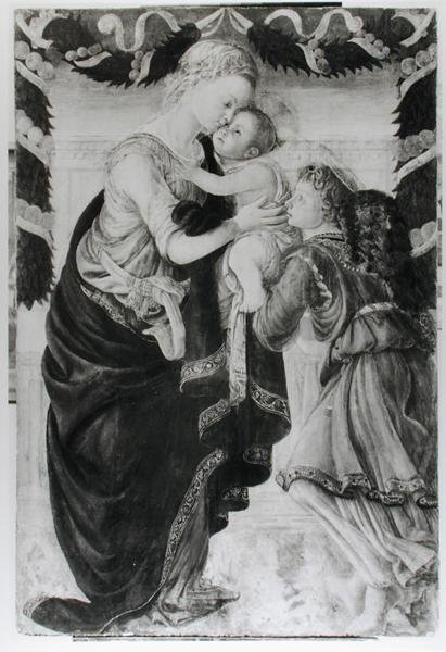 A Virgem e a Criança com um anjo (painel) de Sandro Botticelli