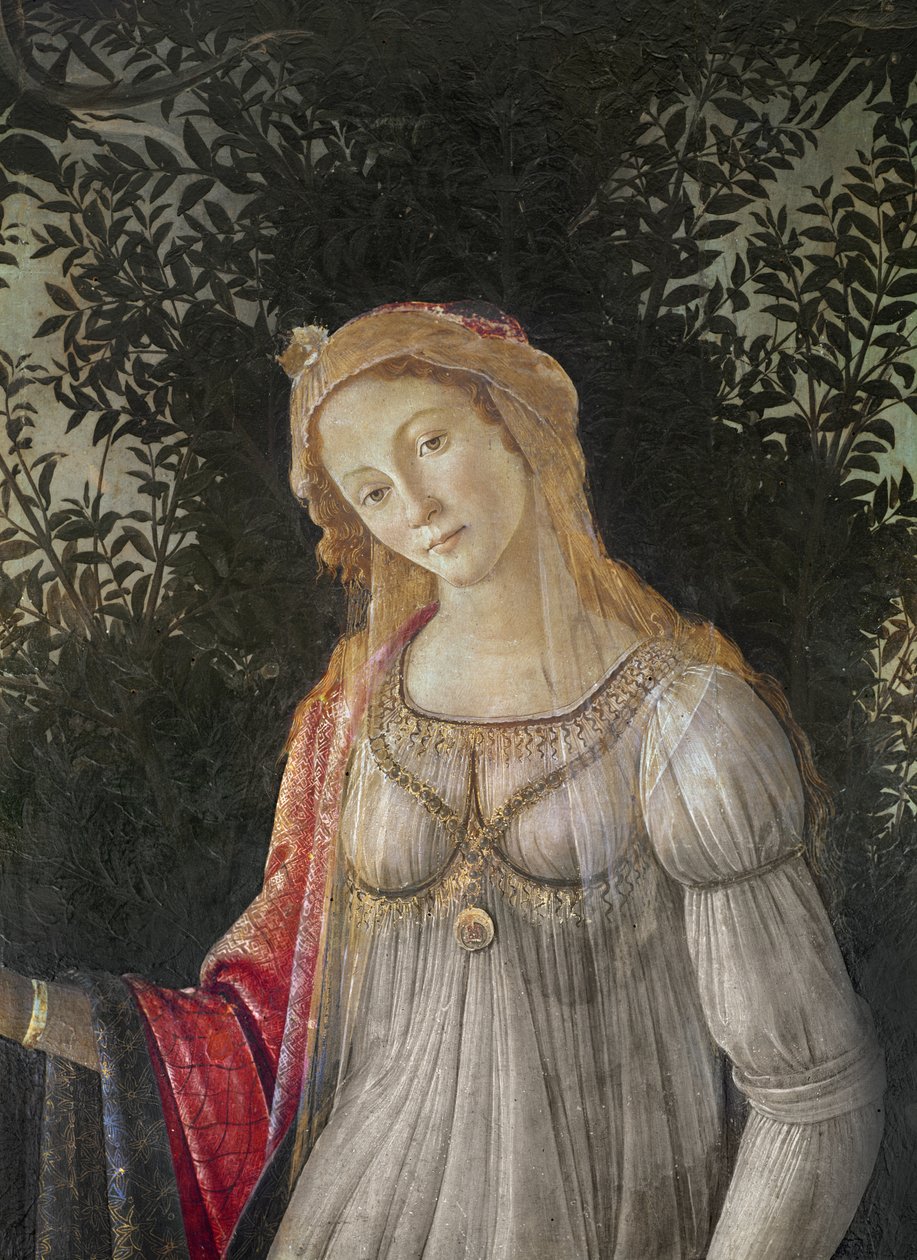 Alegoria à Primavera, detalhe de Vênus, c.1478 (têmpera sobre madeira) de Sandro Botticelli