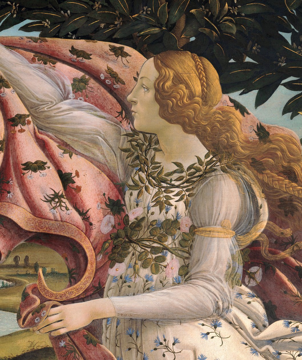 Nascimento de Vênus, detalhe da Hora da Primavera, 1485 de Sandro Botticelli