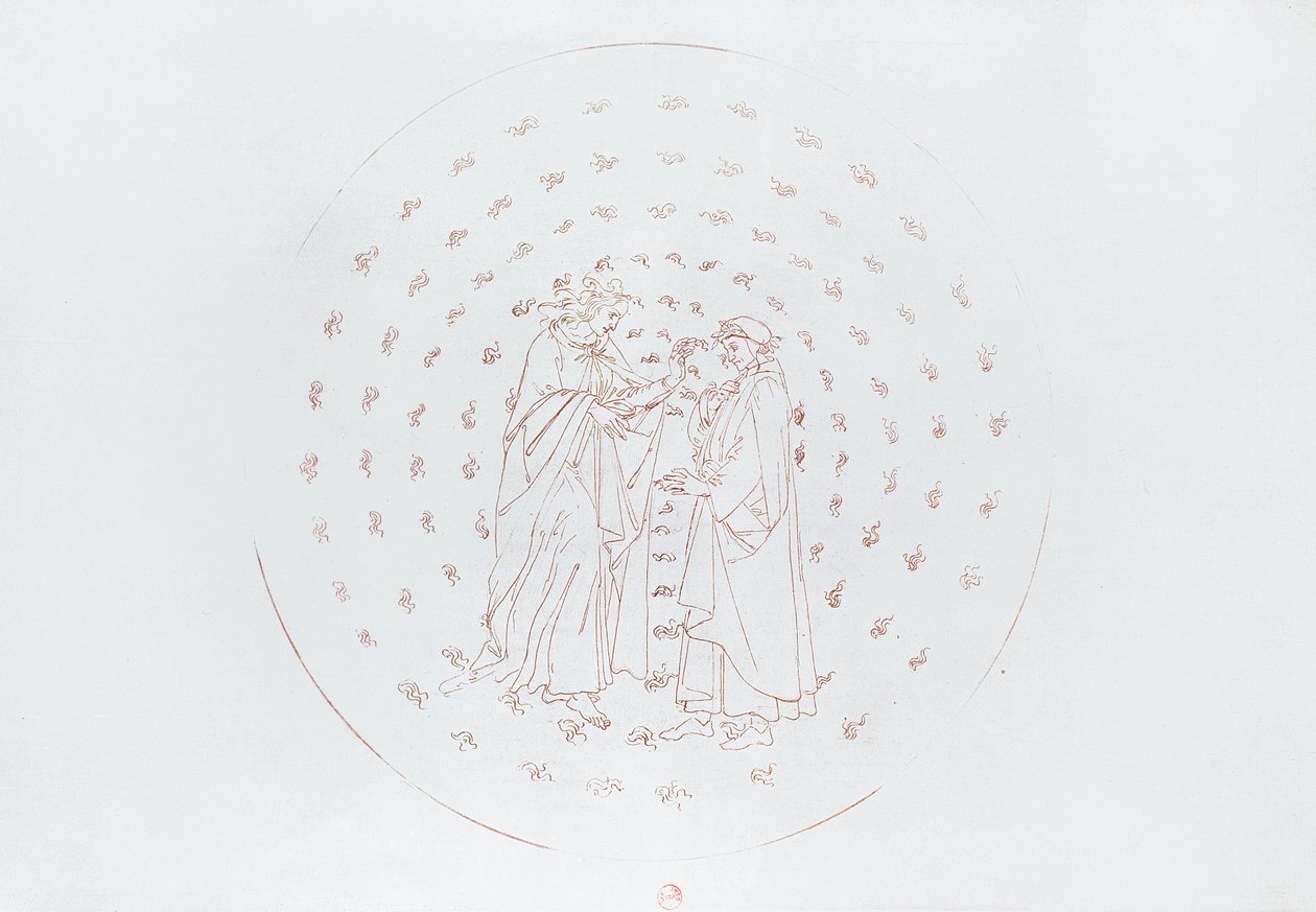 Dante e Beatrice, de &39;The Divine Comedy&39; de Dante Alighieri (1265-1321) c.1480 de Sandro Botticelli