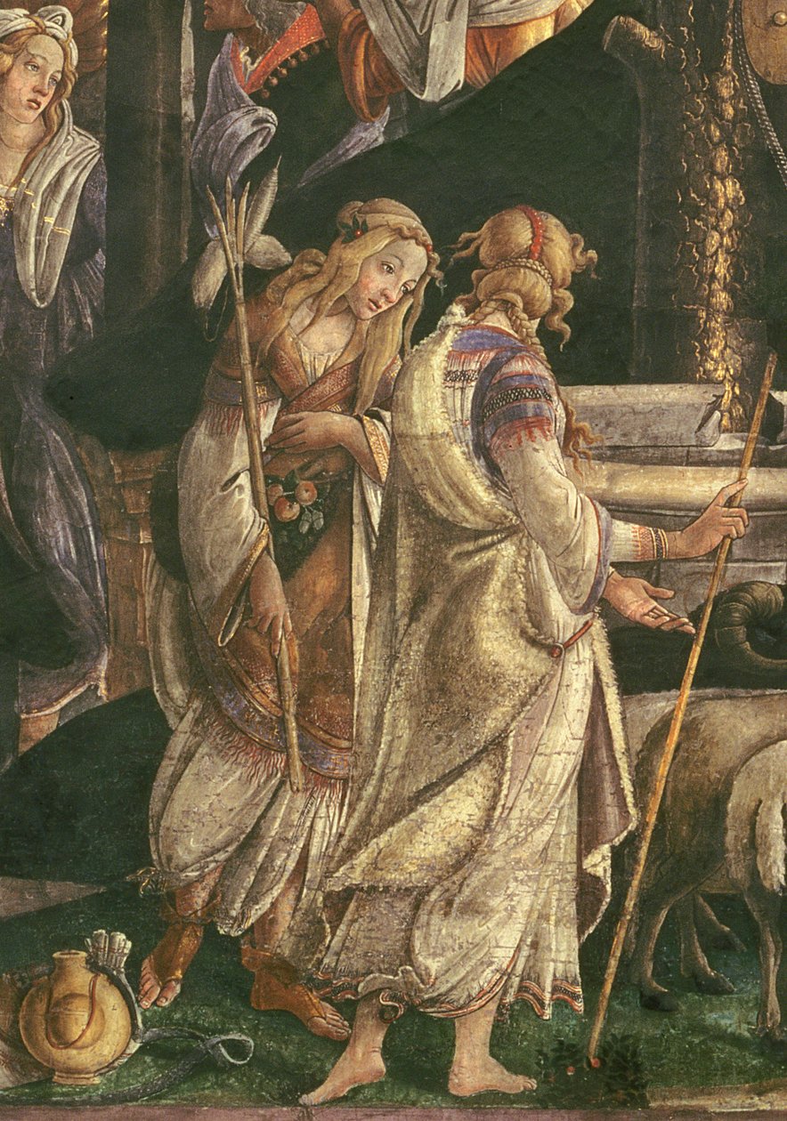 Detalhe da Juventude de Moisés, na Capela Sistina, 1481 de Sandro Botticelli