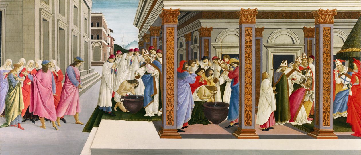 Quatro cenas do início da vida de São Zenóbio, c.1500 (têmpera sobre madeira) de Sandro Botticelli
