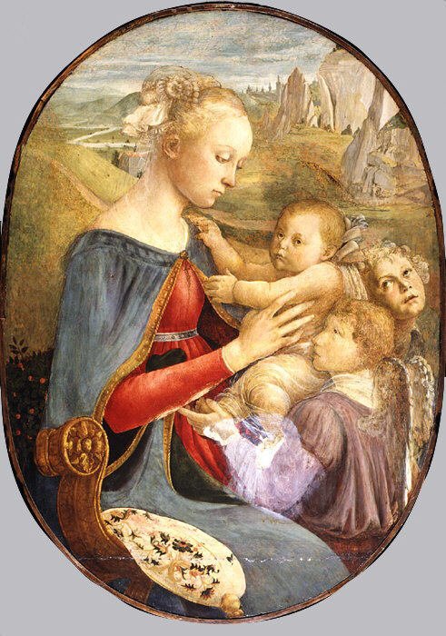Madonna e criança com dois anjos de Sandro Botticelli