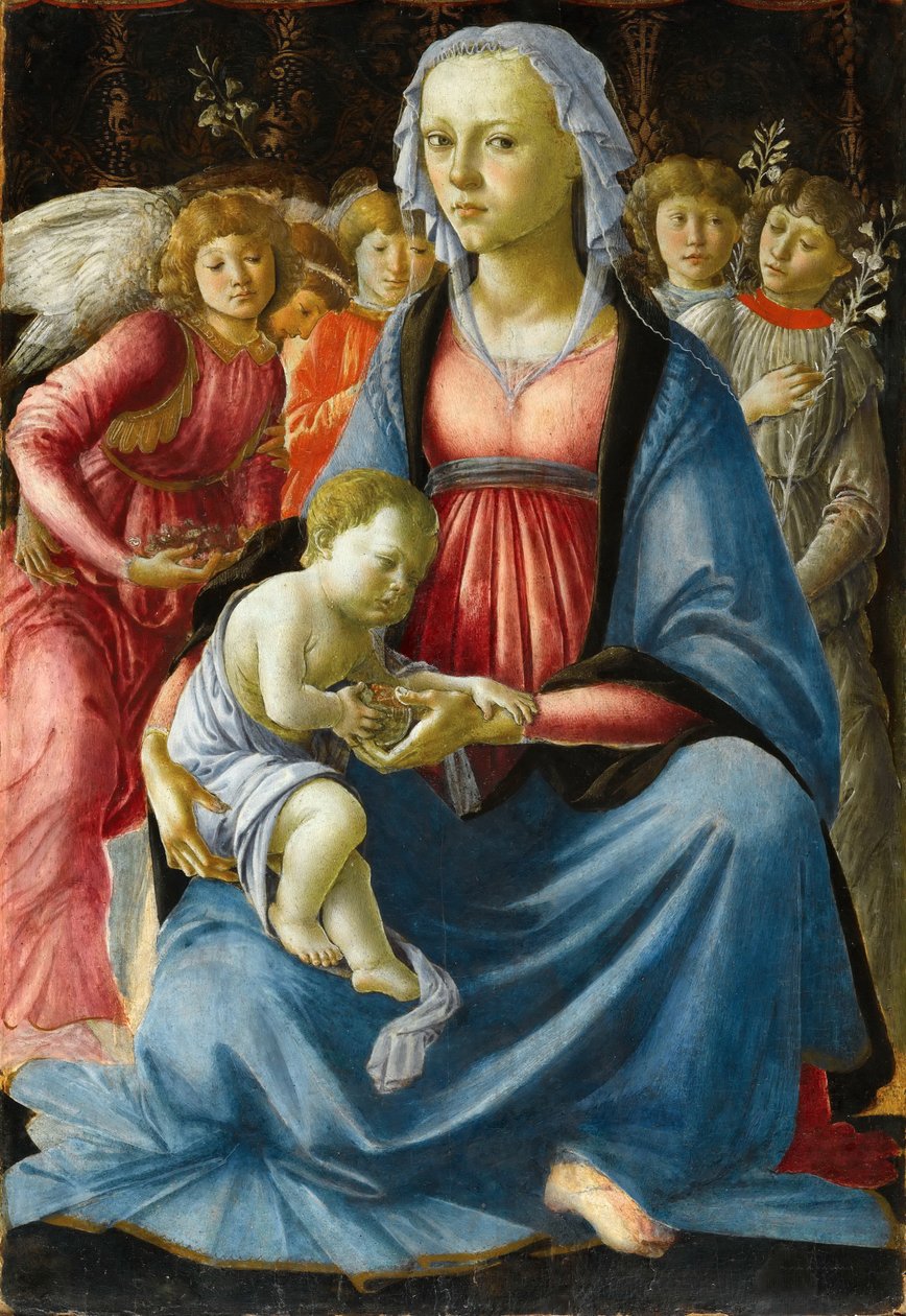 Madonna com criança e cinco anjos de Sandro Botticelli