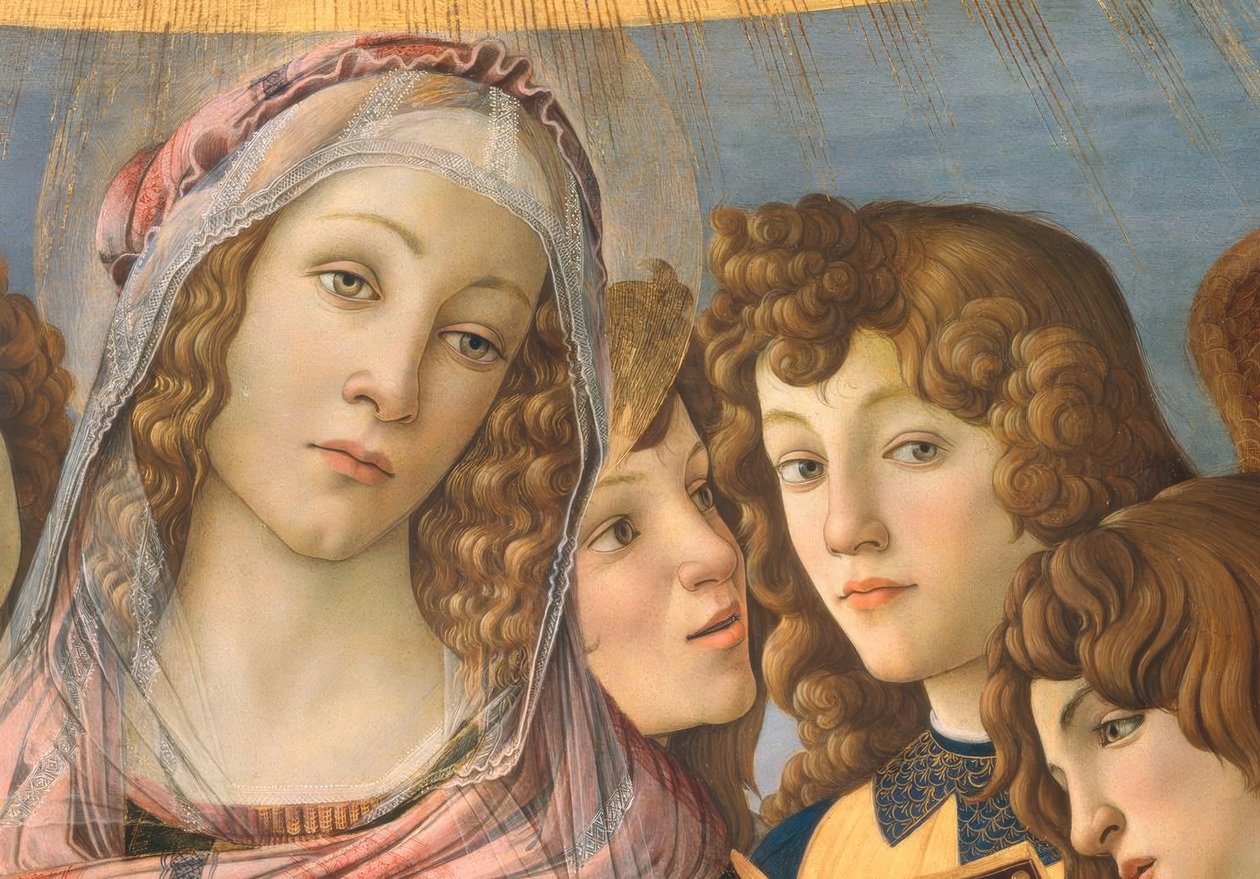 Maria com a criança e seis anjos de Sandro Botticelli