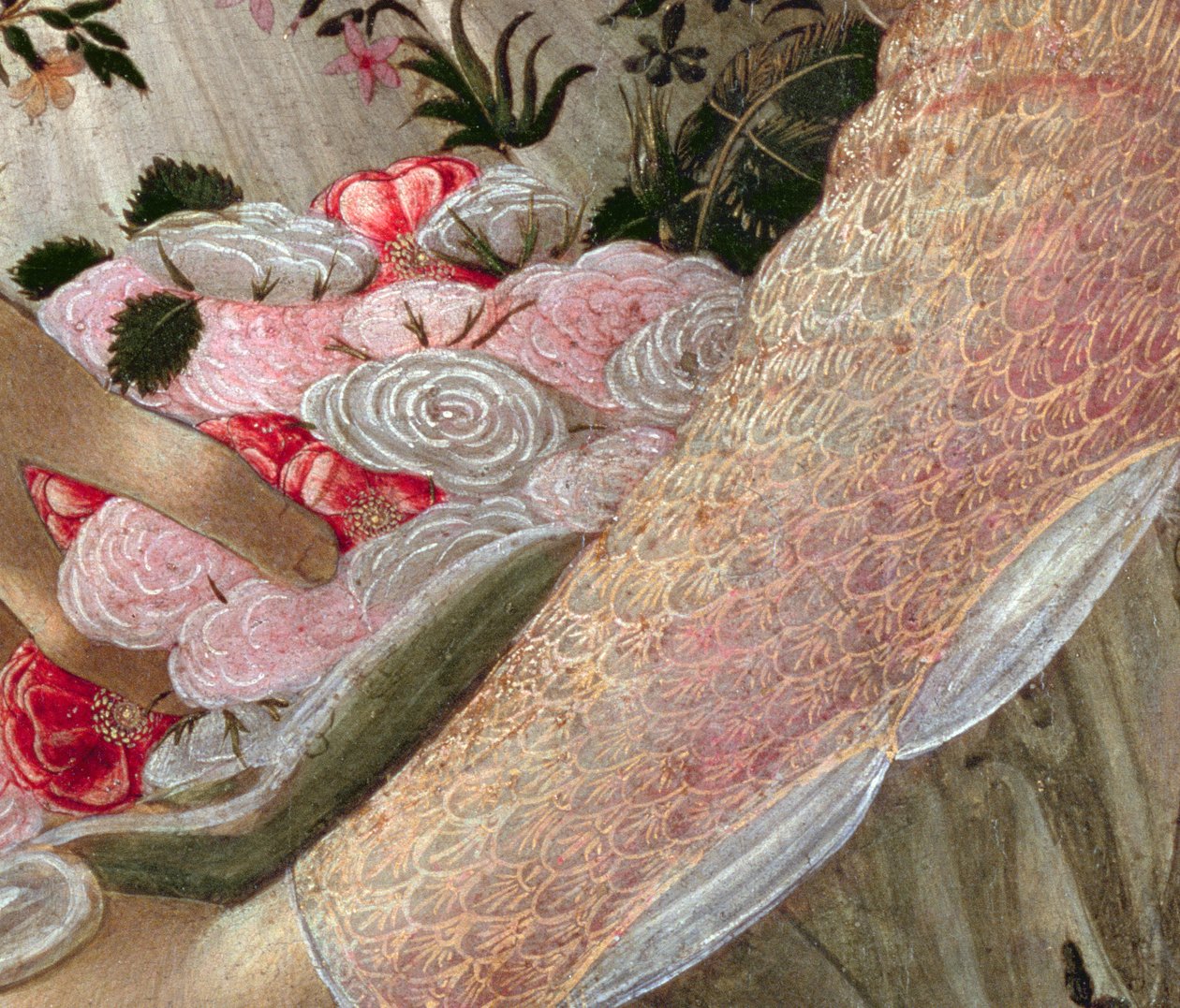 Primavera, c.1478, têmpera no detalhe do painel de 558 de Sandro Botticelli
