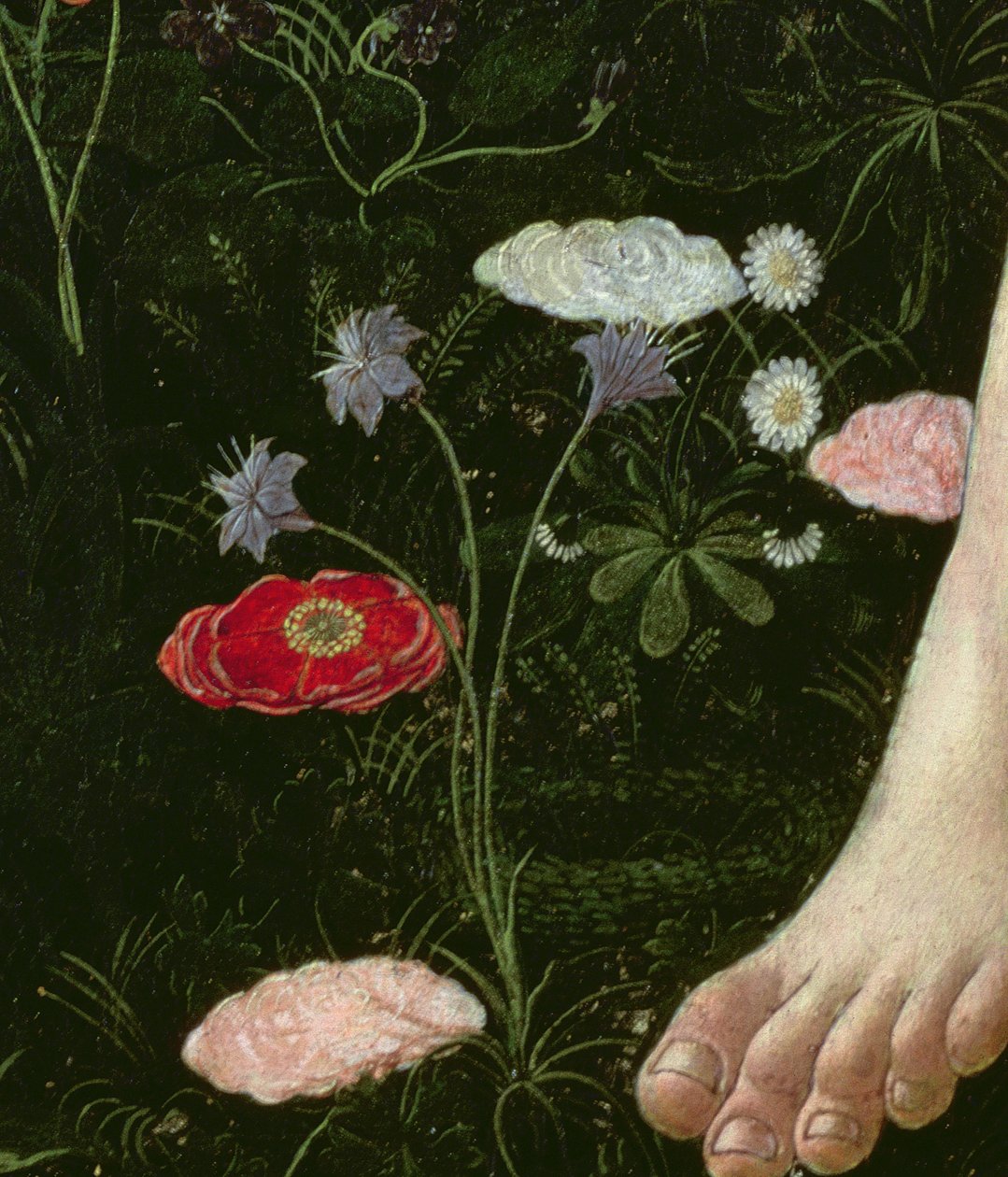 Primavera, c.1478, têmpera no detalhe do painel de 558 de Sandro Botticelli