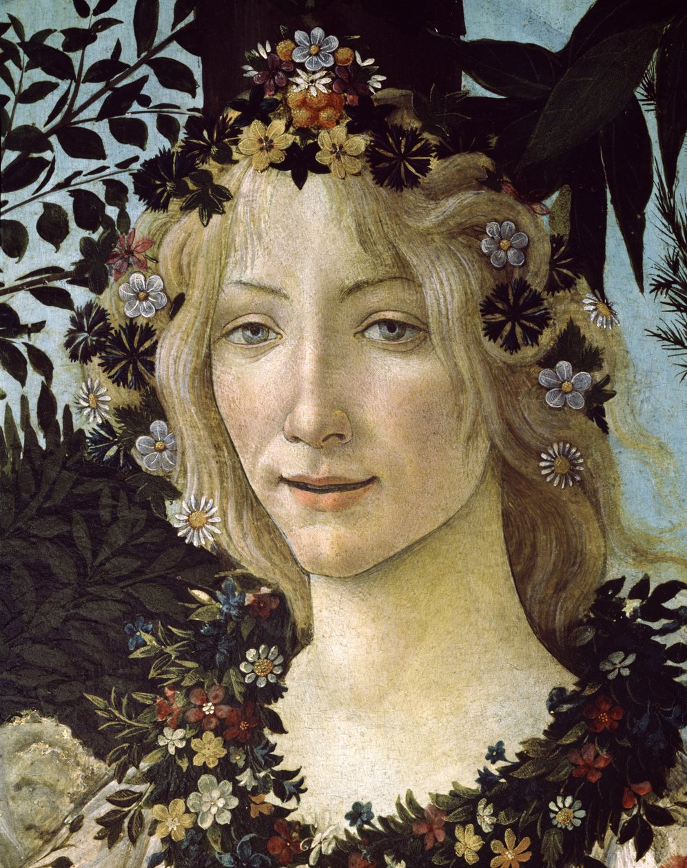 Primavera, c.1478, têmpera no detalhe do painel de 558 de Sandro Botticelli