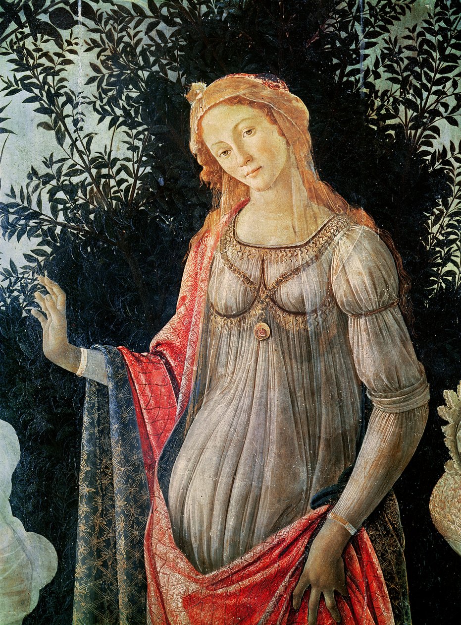 Primavera, detalhe de Vênus, c.1478 (têmpera no painel) de Sandro Botticelli