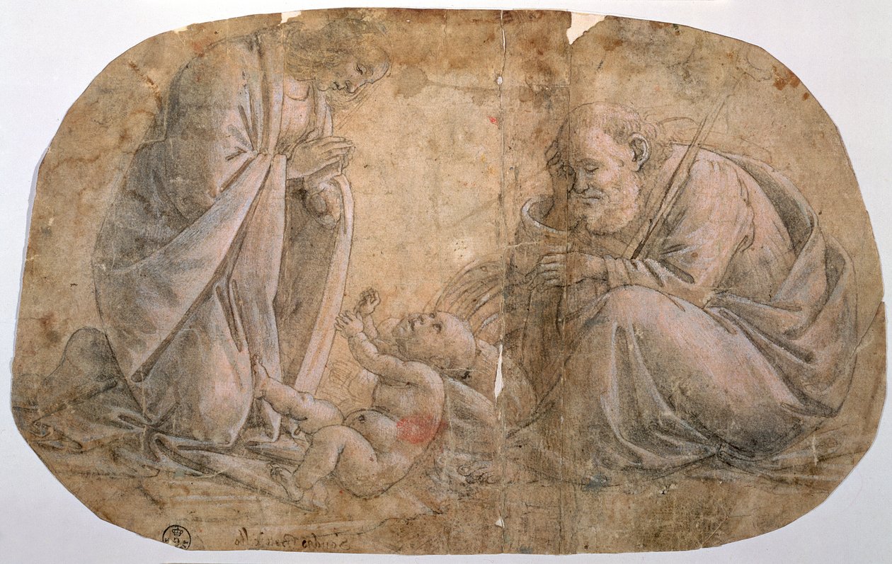 Estudo para a adoração da criança (desenho) de Sandro Botticelli