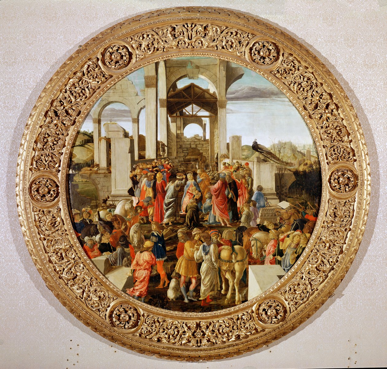 A Adoração dos Reis, c.1470-75 (tempera no painel) (ver 186450-186451 para detalhes) de Sandro Botticelli
