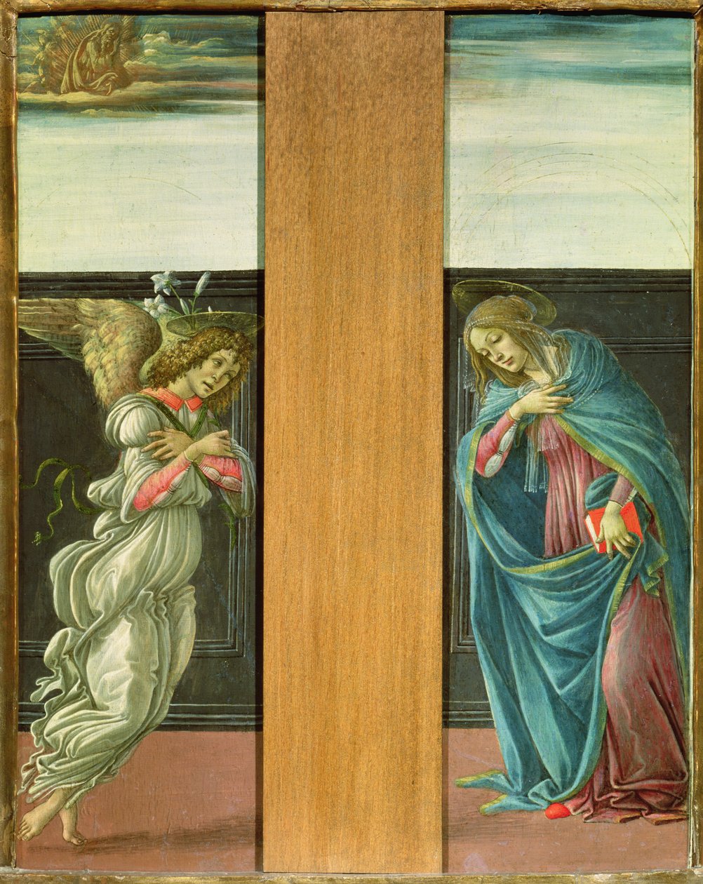 A Anunciação (tempera no painel) de Sandro Botticelli