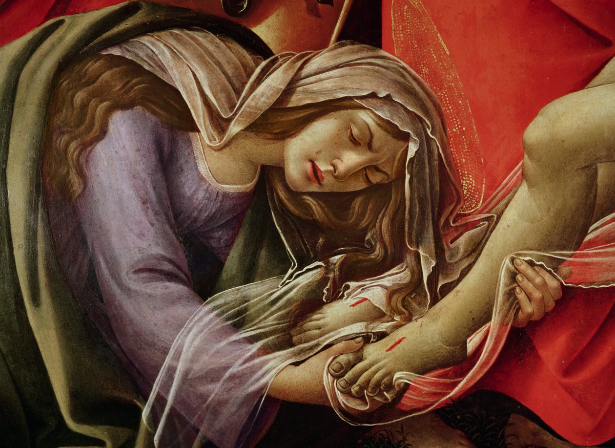 A Lamentação de Cristo, detalhe de Maria Madalena e os Pés de Cristo, c.1490 de Sandro Botticelli