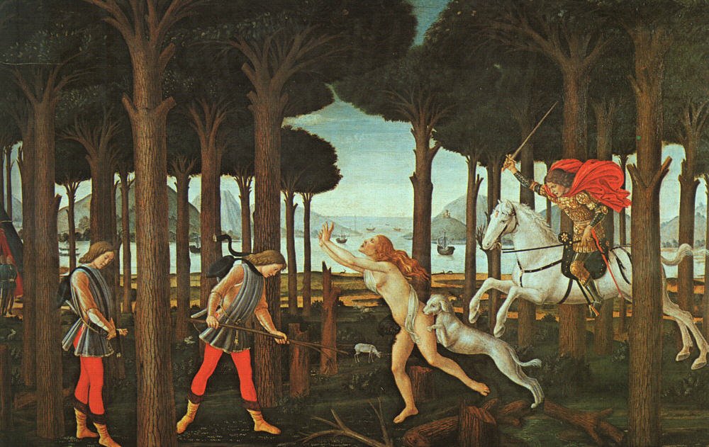 A história de Nastagio degli Onesti de Sandro Botticelli