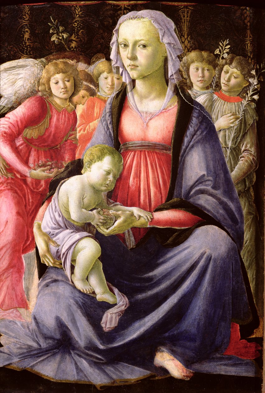 A Virgem e o Menino cercados por cinco anjos de Sandro Botticelli