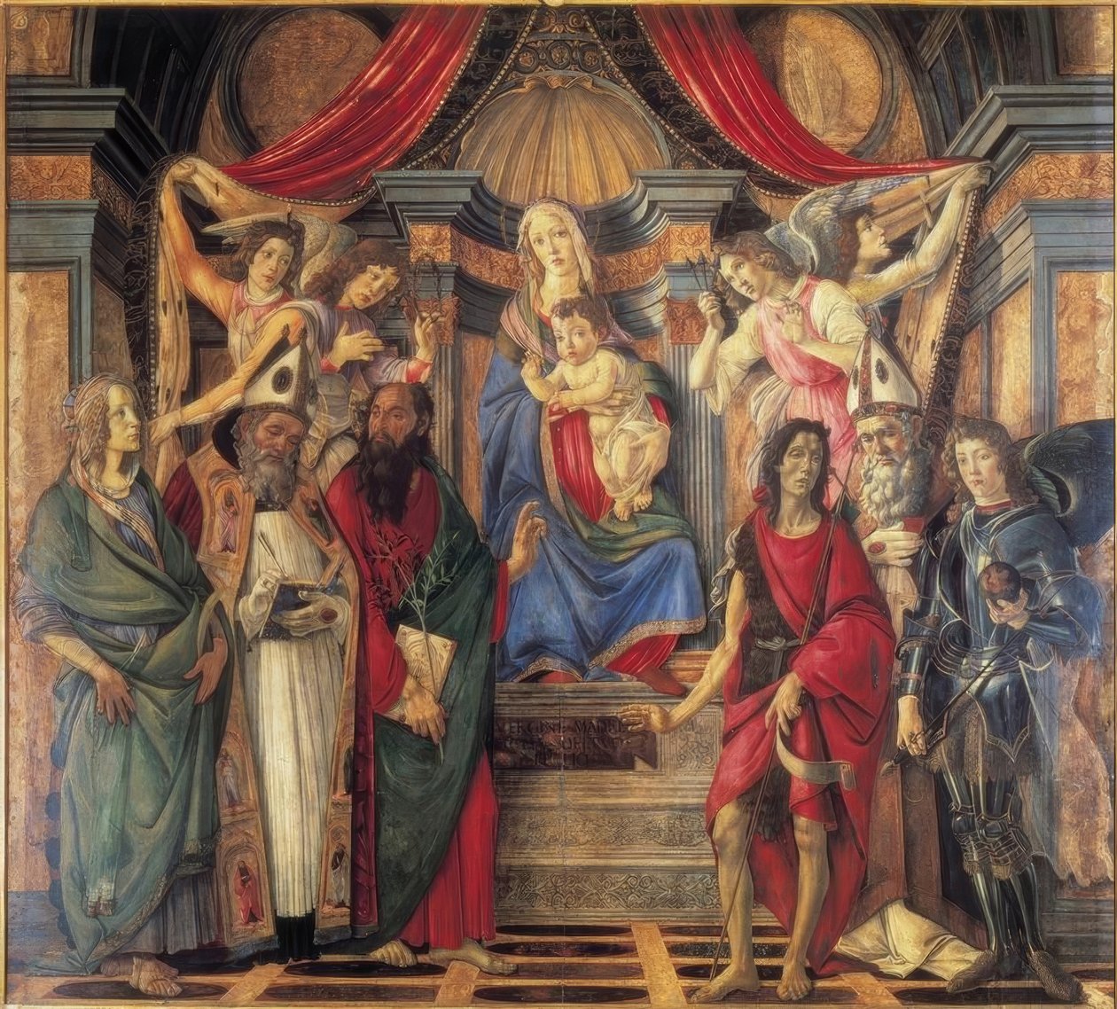 Madona entronizada com a criança, os anjos e a Santa Ka de Sandro Botticelli