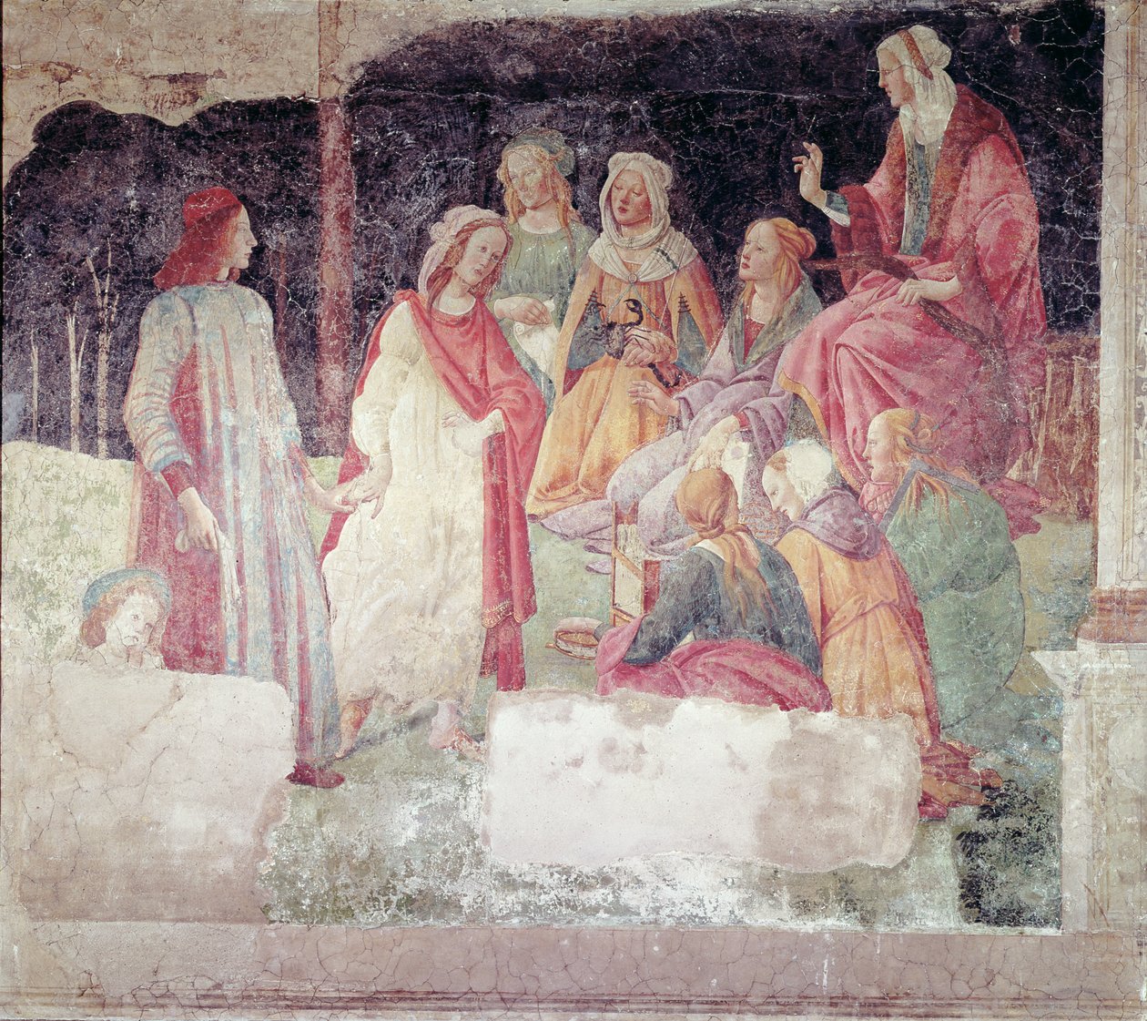 Jovem recebido por Sete Artes Liberais, da Villa Lemmi de Sandro Botticelli