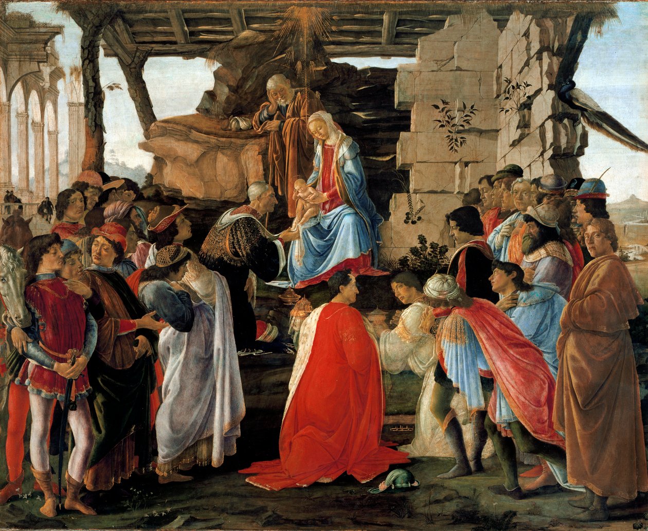 Adoração dos Reis Magos, c.1475 (têmpera sobre painel) de Sandro (1444/5 1510) Botticelli