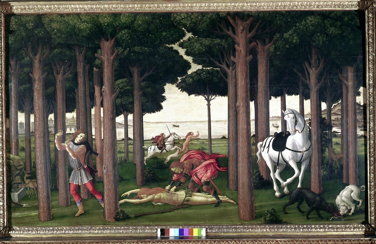 Do Decameron de Boccaccio; Histórias de Nastagio degli Onesti (segundo episódio) de Sandro (1444/5 1510) Botticelli