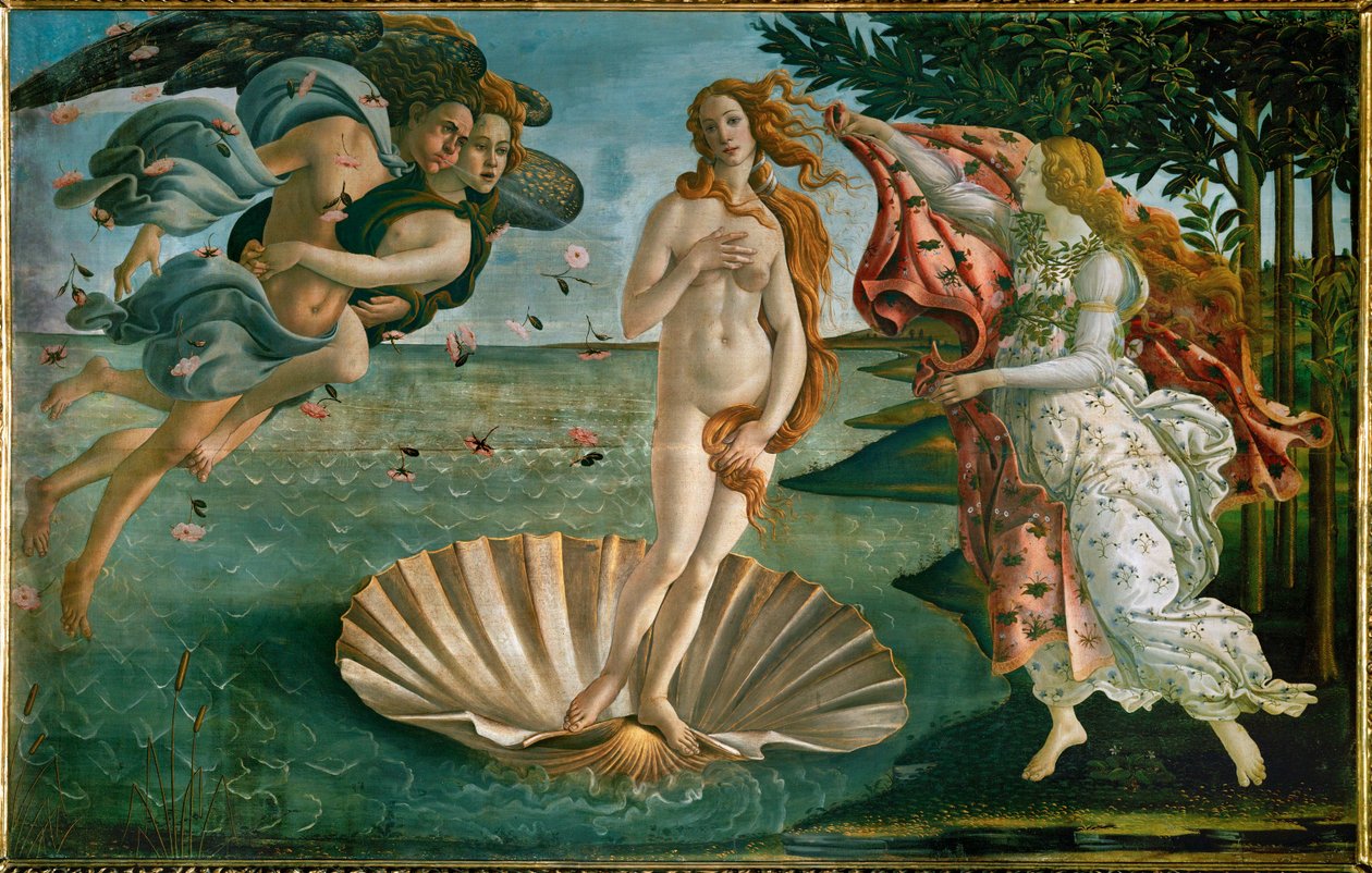 O Nascimento de Vénus (pintura sobre tela) de Sandro (1444/5-1510) Botticelli