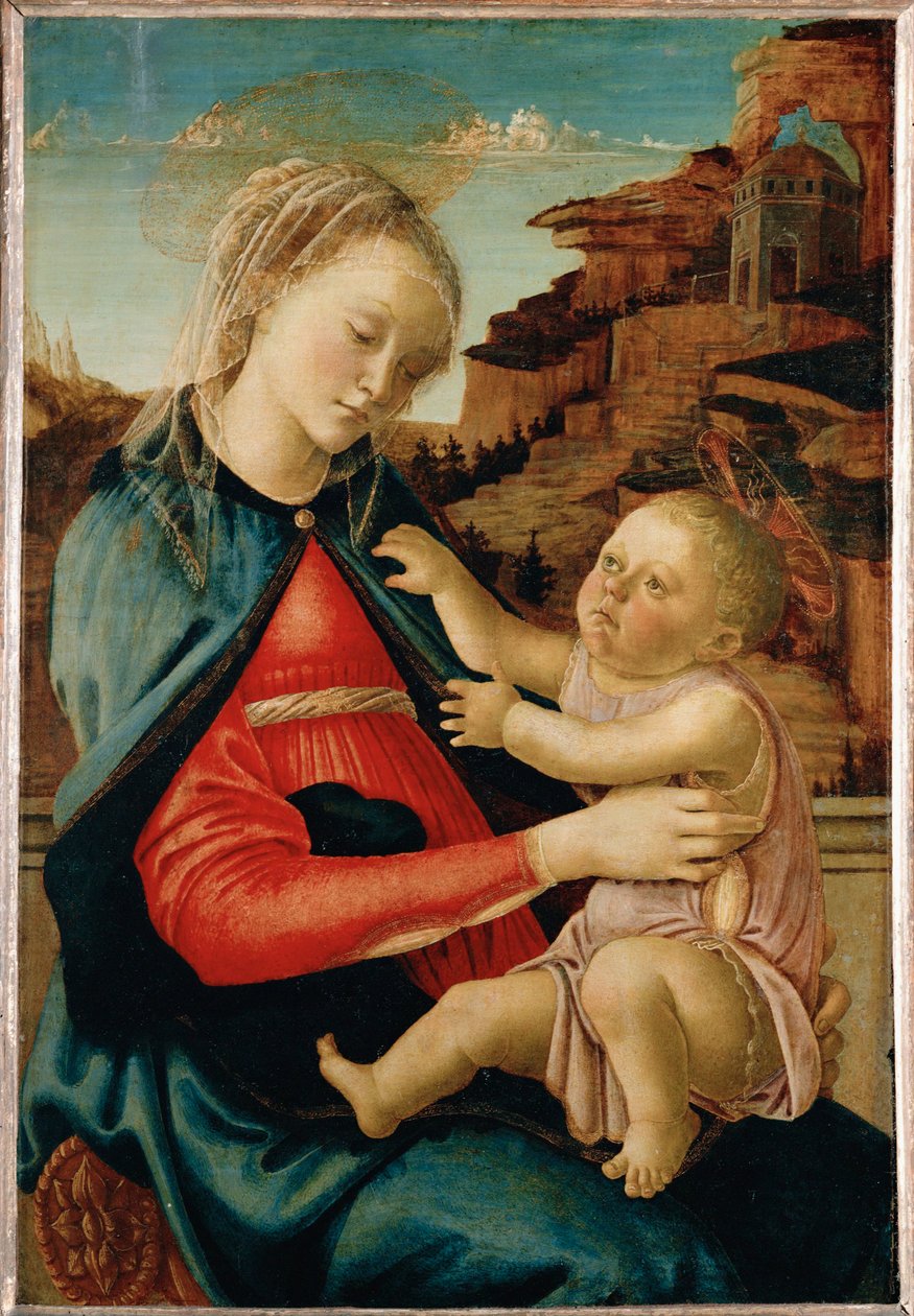 Virgem e Menino ... de Sandro (1444/5-1510) Botticelli