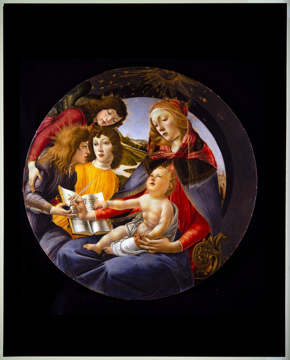 Virgem e Menino com três anjos, também chamada Madona do Magnificat (painel) de Sandro (1444/5 1510) Botticelli