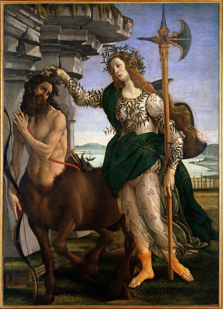 APallas e o Centauro (Tempera em lona, c.1480) de Sandro Botticelli