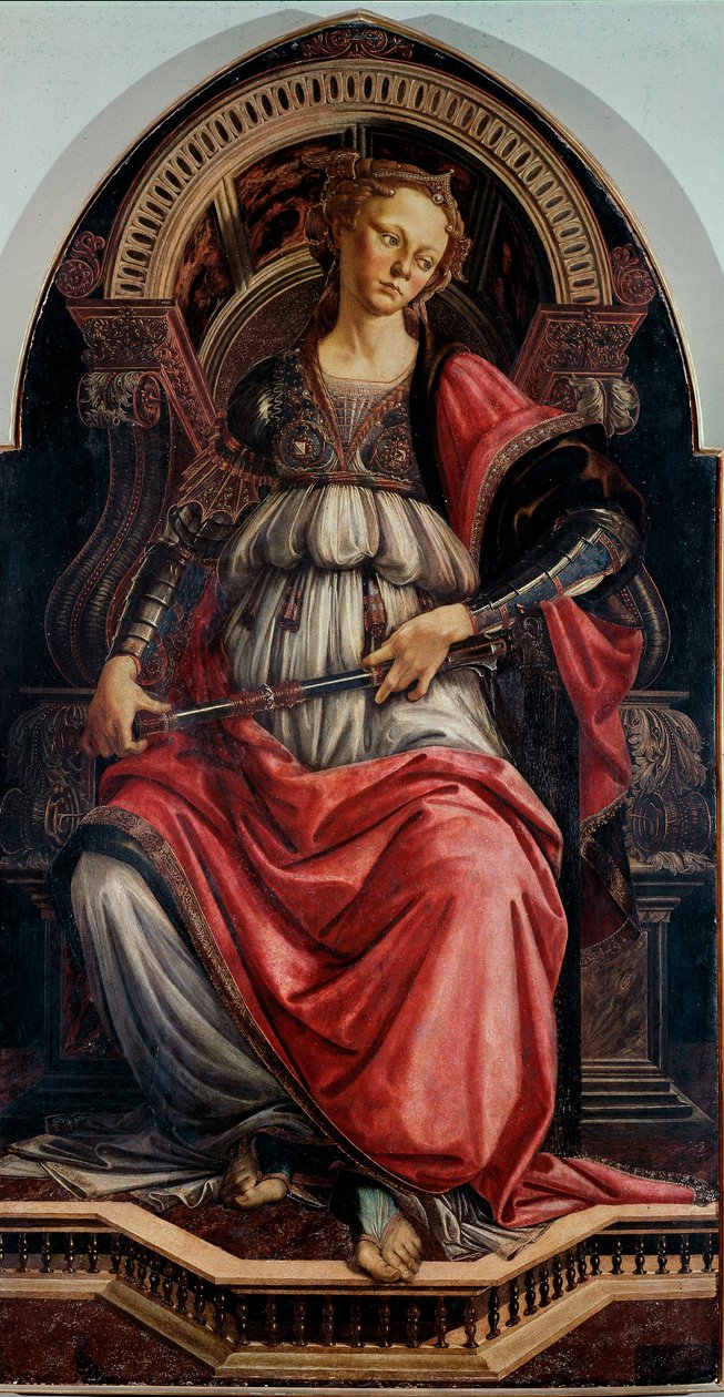 Força a Alegoria. Pintura em madeira por Alessandro di Mariano dei Filipepi dit Sandro Botticelli (1445-1510) 1470 aproximadamente. Sol. 167x87 cm Galeria Uffizi (Escritórios) Florença de Sandro Botticelli