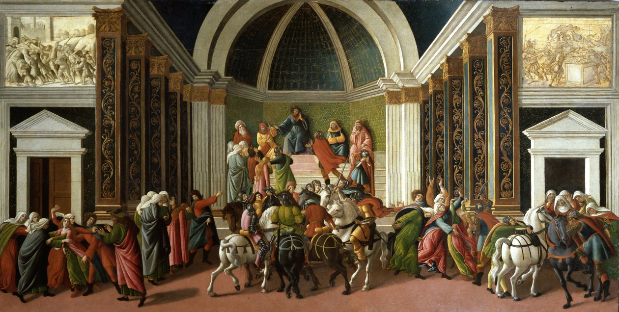 Histoire de Virginie Romana - The Story of Virginia par Sandro Botticelli (1445-1510), c.1498 - Tempera em painel, 85x165 - Accademia Carrara, Bergamo de Sandro Botticelli