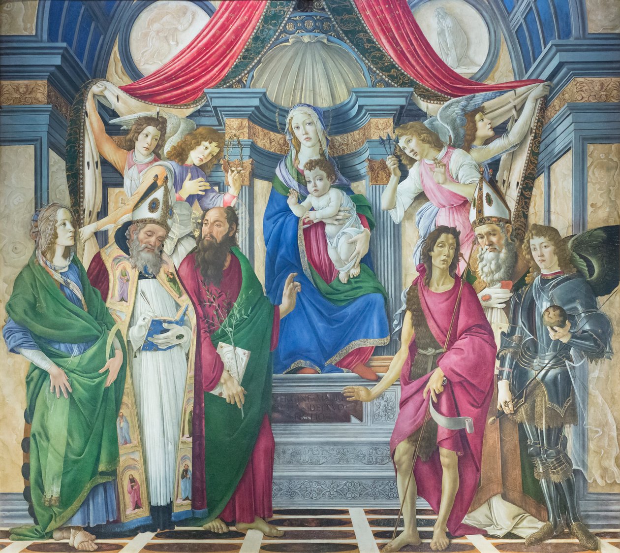 A Virgem e a Criança entronizadas com santos de Sandro Botticelli