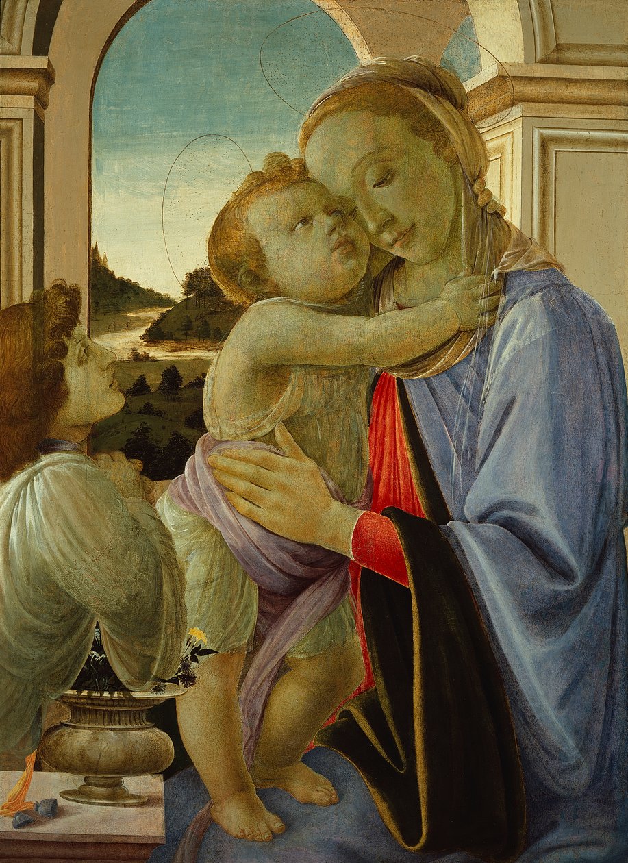 Madona e Menino com Anjo Adorador, c.1468 (têmpera sobre painel) de Sandro Botticelli