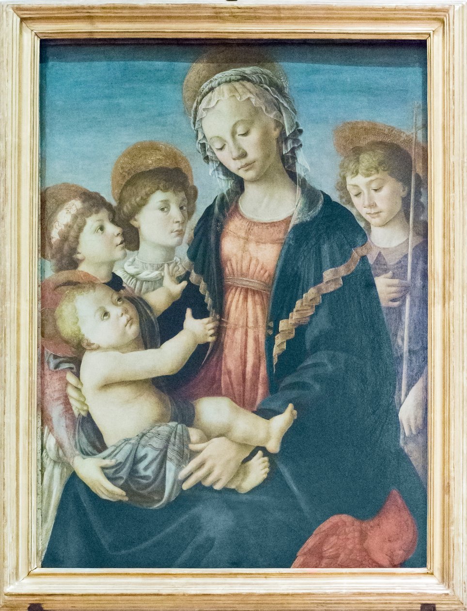 Madonna e Criança com São João Baptista e dois anjos, c.1470 (painel) de Sandro Botticelli