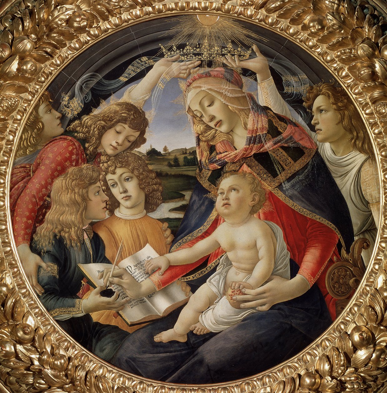 Madonna of the Magnificat ou Virgem com Criança e cinco anjos (tempera sobre madeira de Sandro Botticelli