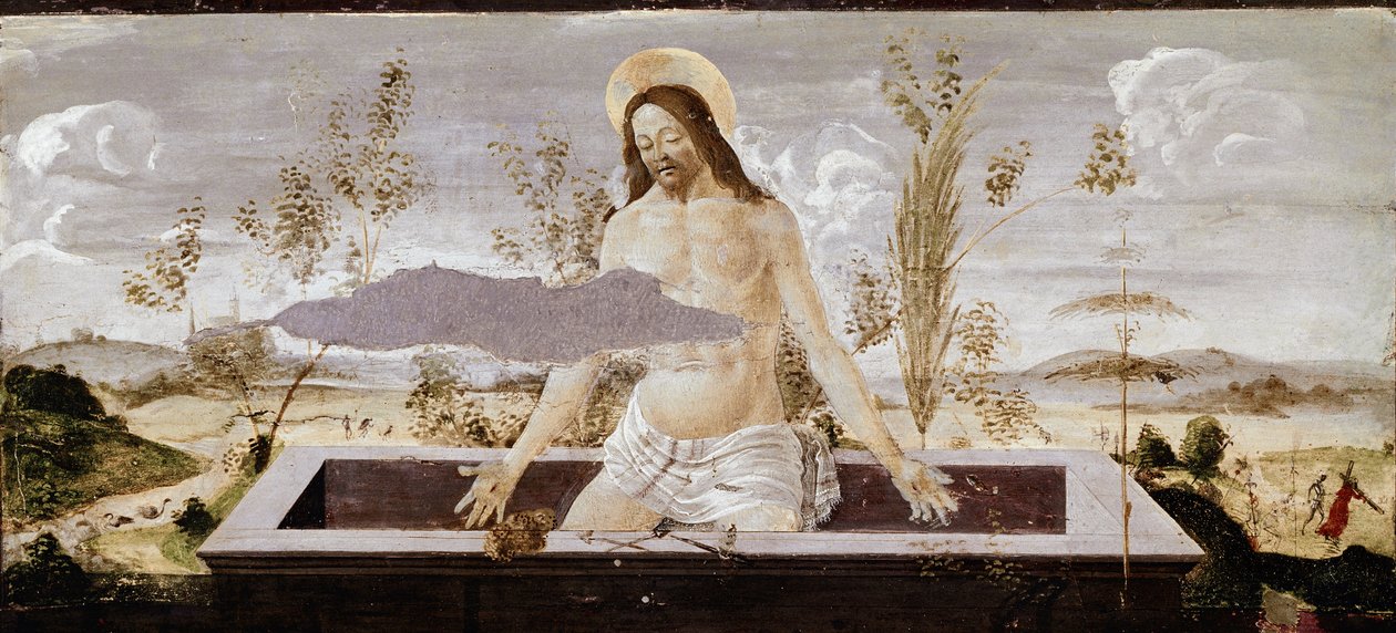 Pieta. Detalhe do retábulo de São Barnabé (tempera sobre madeira de Sandro Botticelli
