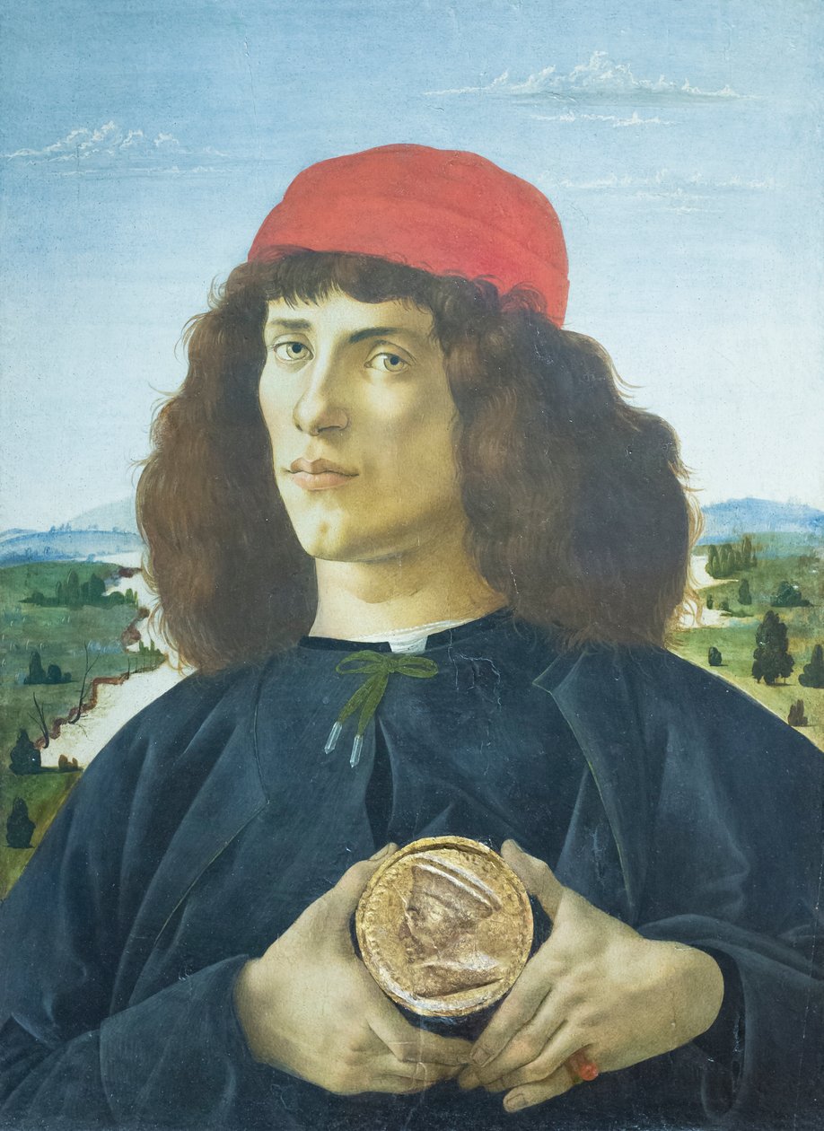 Retrato de um jovem segurando um medalhão de Cosimo de