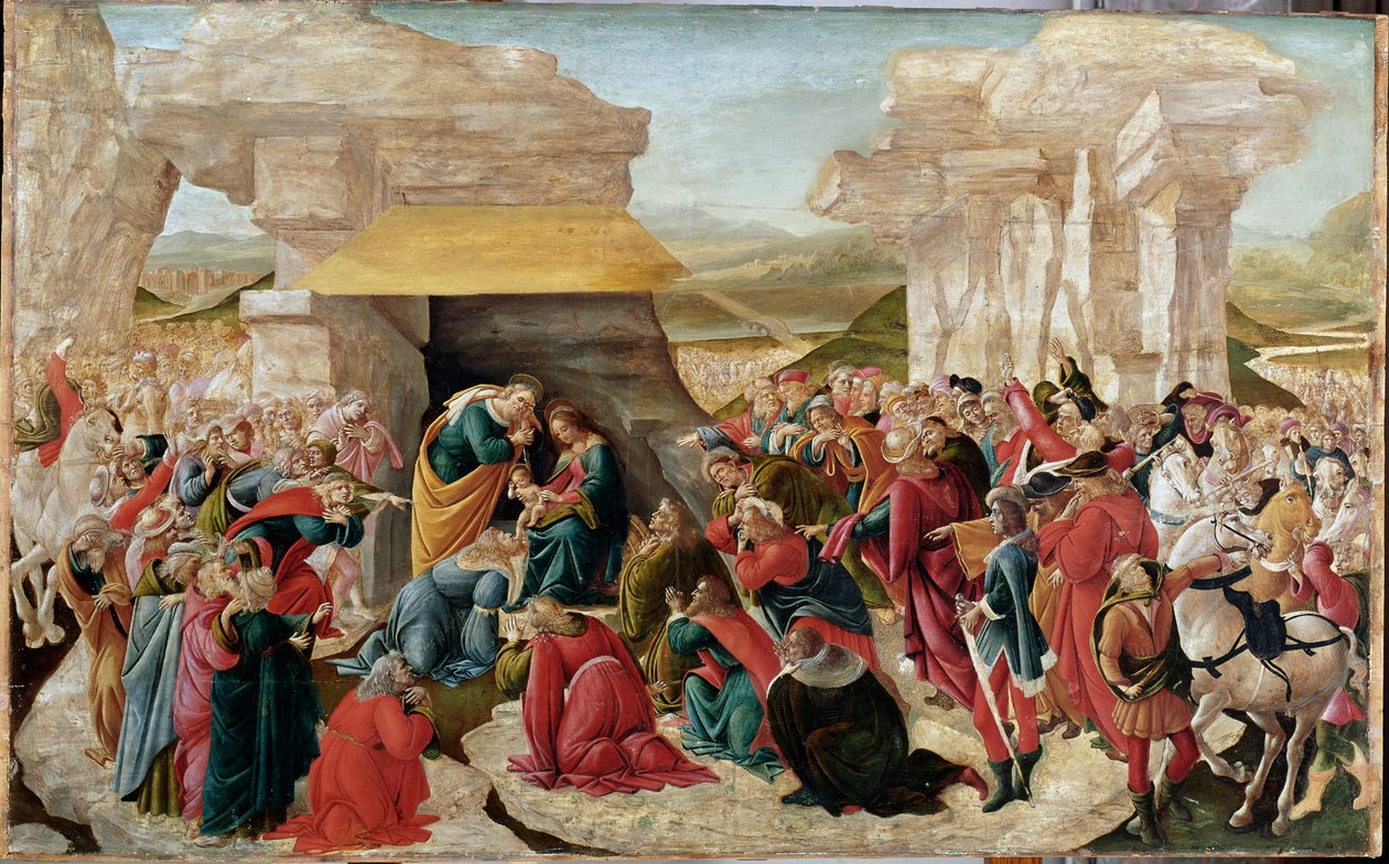 A Adoração dos Reis Magos (Pintura inacabada, c.1500) de Sandro Botticelli