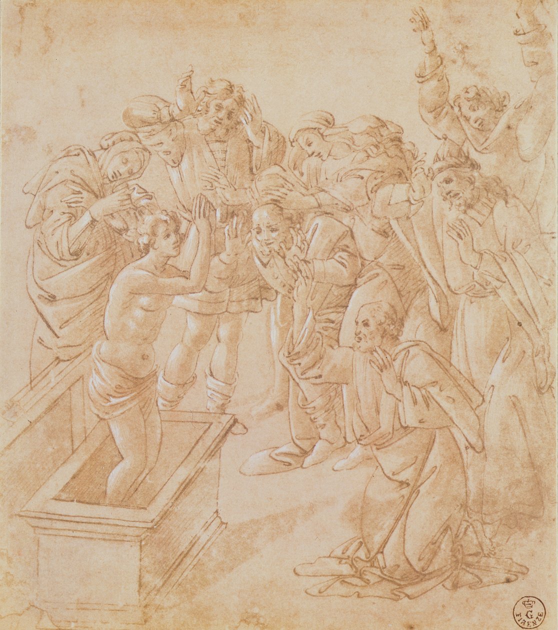 A Ascensão de Lázaro (caneta e tinta com guache) de Sandro Botticelli