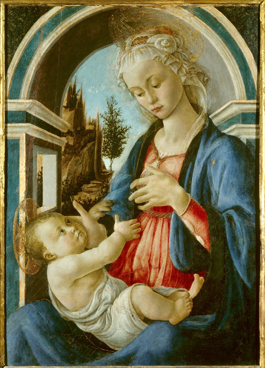 A Pintura Virgem e Infantil de Sandro Botticelli (Filipepi) (1445-1510). 1467. Sol 72x51 m. Avignon, Musee du Peinture Palais de Sandro Botticelli