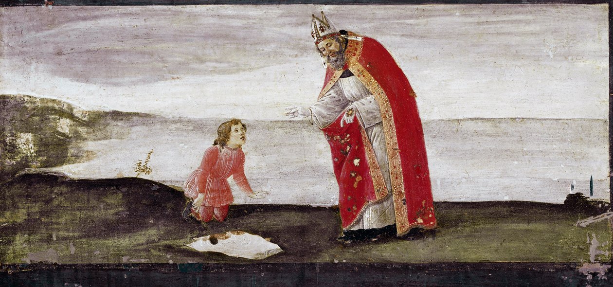 Visão de Santo Agostinho, detalhe do retábulo de São Barnabé (tempera sobre madeira de Sandro Botticelli
