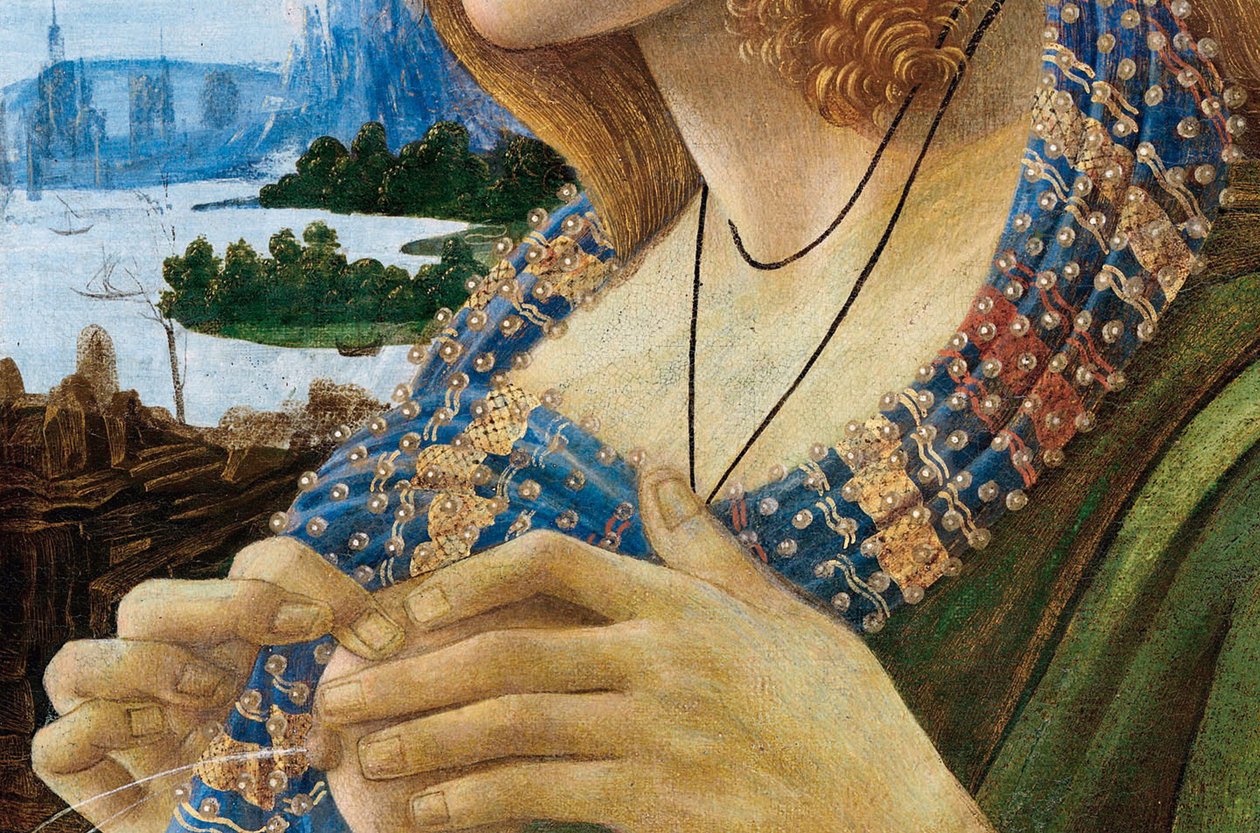 Retrato alegórico de uma mulher Simonetta Vespucci. Detalhe, 1480-1490 de Sandro Botticelli