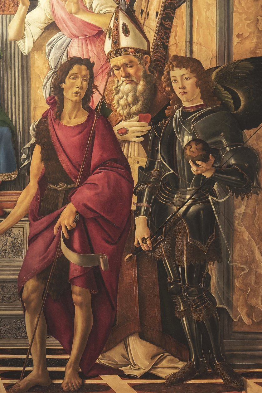 Retábulo, painel principal: Madonna entronizada, quatro anjos e santos de Sandro Botticelli