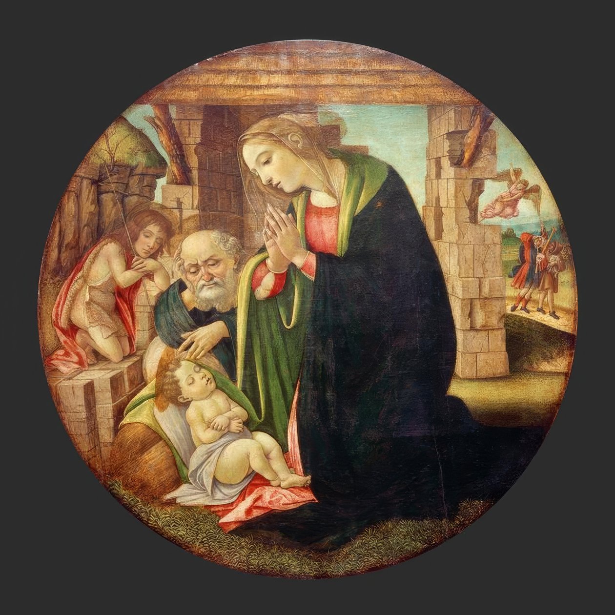 Adoração da criança com os Johannesknaben de Sandro Botticelli